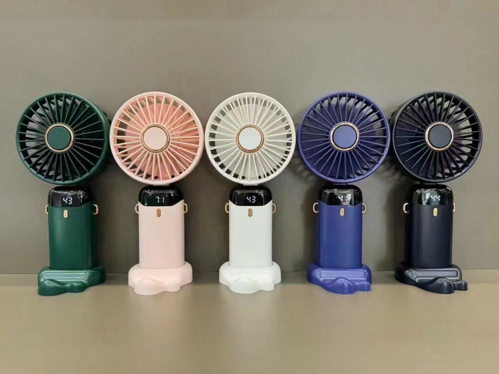 Mix color LED digital display hand fan